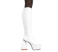 Lamoda Sweet Talker White PU Platform Knee High Boots Fashion Statement - UK7