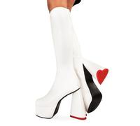 Lamoda Sweet Talker WhitePU Wide Calf Platform Knee High Boots Trendy - UK5