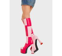 Lamoda Sweet Tooth Pink Fuchsia Platform Knee High Boots Fun Playful Style - UK5
