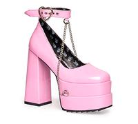 Lamoda Sweetheart Platform Heels - Pink Patent Chunky High Heels for Women UK6 Bold Gothic Party Shoes Trendy Alternative Footwear for Festivals, Clubs & Nights Out