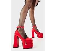 Lamoda Sweetheart Platform Heels Red PAT, Bold Red High Heel Platforms - UK 4 - Red