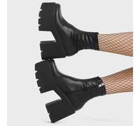 Lamoda Switch Off Women’s Chunky Platform Ankle Boots Black Stretch PU - UK9