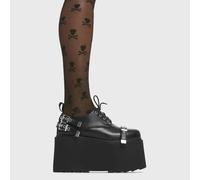 Lamoda Tasty Black PU Chunky Platform Heels Trendy Fashion Statement - UK3