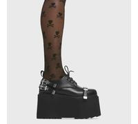 Lamoda Tasty Black PU Chunky Platform Heels Trendy Fashion Statement - UK8