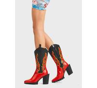 Lamoda Temperature Rising Black PU Chunky Platform Calf Boots Square Toe UK 5 - UK5
