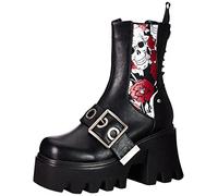 LAMODA - Timeless chunky platform ankle boots, EU 37, Black Skull, 5 UK