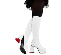 Lamoda Too Cute White PU Chunky Platform Knee High Boots Square Toe UK 5 - UK5