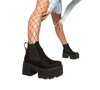 Lamoda Tough Love Black Suede Chunky Platform Ankle Boots Stylish Everyday - UK9
