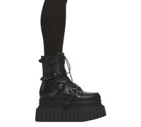 Lamoda Unstable Black PU Chunky Ankle Creeper Boots Gothic Platform Shoes - UK9