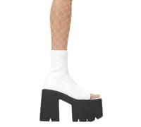 LAMODA Unstoppable White PU Chunky Platform Ankle Boots for Women Stylish High Heel Statement Shoes with Bold Sole Comfortable Fit Trendy Fashion Footwear, UK3