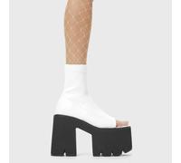 Lamoda Unstoppable White PU Chunky Platform Ankle Boots Trendy Fashion Shoes - UK6