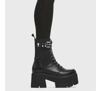 Lamoda Up to My Neck Comfortable Black PU Sneakers for Women Everyday Wear - UK7