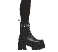 LAMODA Up to My Neck Women Black PU Sneakers UK4 - Comfortable Everyday Sneakers with Soft Insole, Flexible PU Upper and Durable Sole for Walking, Work, and Casual Outings