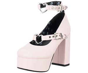 Lamoda Walk With Faith Platform Heels Pink PU UK6 - Chunky Gothic Y2K Alternative Shoes with Block Heel, Punk Party Fashion Footwear for Rave, Festival & Night Out