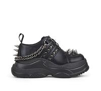 Lamoda Watch Out Chunky Platform Sneakers - Black PU Women’s Trainers with Elevated Sole, Stylish Streetwear Platform Fashion Sneakers, Comfortable Everyday Shoes UK 6