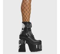 Lamoda Whatever Black PU Skull Platform Boots Women’s Gothic Alternative - UK6