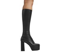 Lamoda Whatta Showdown Black Stretch PU Knee High Boots Fashionable Women - UK7
