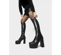 Lamoda Whatta Showdown Platform Knee High Boots, Bold High Heel Boots for Women - Black - UK 8