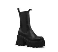 Lamoda Wipe Out Chunky Platform Ankle Boots - Black PU Gothic Grunge Style, Retro Alternative Fashion with Thick Sole & Block Heel for Women - Size UK 5