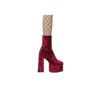 Lamoda Women's Adore You Red LEO PU Platform Ankle Boots, Animal Print | Size: 6 Lamoda Red 6