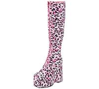 LAMODA - Women's Big Cat Knee High Chunky Platform Boots in UK7