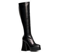 LAMODA Women's Black Swan Knee High Boot, Black Pu, 5 UK
