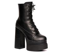 LAMODA Women's Brace Yourself Mid Calf Boot, Black Pu, 5 UK