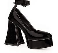 LAMODA Women's Build Me Up Court Shoe, Black Pu, 4 UK