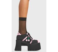 Lamoda Women's Cherry Tree Black Suede Pink PU Heart Platform Boots Trendy Shoes | Size: 4 Lamoda Black 4