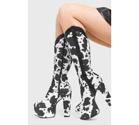 Lamoda Women's Cowgirl White Platform Knee High Boots, Retro Rodeo Style | Size: 9 Lamoda White 9