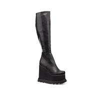 LAMODA Women's Deep Seas Knee high Boot, Black PU, 4 UK