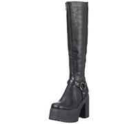 LAMODA Women's Digging Deep Knee High Boot, Black PU, 5 UK