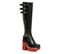 LAMODA Women's Electric Enemy Knee High Boot, Black Pu, 5 UK