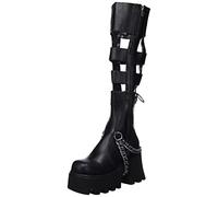 LAMODA Women's Fragments Knee high Boot, Black PU, 6.5 UK