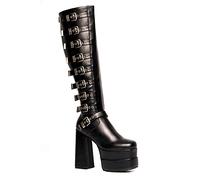 LAMODA Women's Front Row Knee High Boot, Black Pu, 8 UK