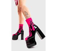Lamoda Women's Fuchsia Reborn Ankle Boots Round Toe Platform Zip PU/Flame Trendy in Pink | Size: 4 Lamoda Pink 4