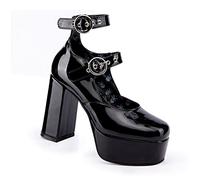 LAMODA Women's Girl from Mars Court Shoe, Black Patent, 4 UK