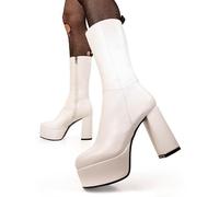 Lamoda Women's 'Going Under' Wide Fit Platform Calf Boots in White | Size: 7 Lamoda White 7