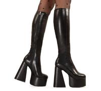 Lamoda Hate You Platform Knee High BootsLMF 3355 - BlackPU - Black - UK 8