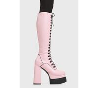 Lamoda Women's Hidden Agenda PinkPU Creeper Platform Knee High Boots Comfortable in Pink | Size: 6 Lamoda Pink 6