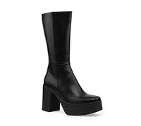 LAMODA Women's Holler Back Mid Calf Boot, Black PU, 3 UK