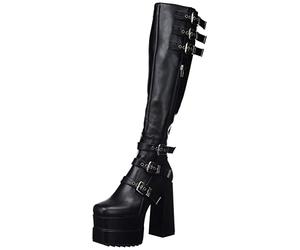LAMODA Women's Hopes Knee high Boot, Black PU, 4 UK