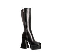 LAMODA Women's Infatuation Mid Calf Boot, Black PU, 5 UK