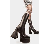 Lamoda Women's Infatuation Platform Black PU Calf Boots, High Chic Platform Heels | Size: 7 Lamoda Black 7