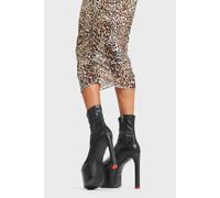 Lamoda Women's Join The Club Platform Ankle Boots Black PU Trendy High Heel | Size: 5 Lamoda Black 5