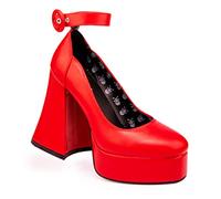 LAMODA Women's Last Flight Court Shoe, Red Pu, 4 UK