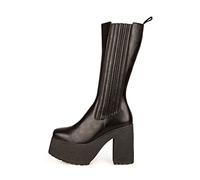 LAMODA Womens Long Division Mid Calf Boot, Black Pu, 7 UK