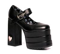 LAMODA Women's Love Demon Court Shoe, Black Pu, 1 UK