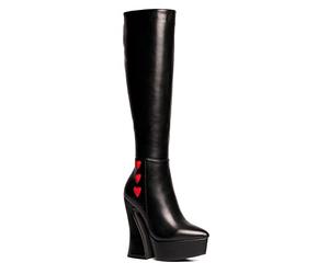 LAMODA Women's Love Potion Wide Fit Knee high Boot, Black PU, 6 UK