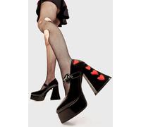 Lamoda Women's Love Sick Black Patent Red Heart Platform Heels Chunky Gothic | Size: 5 Lamoda Multicolor 5